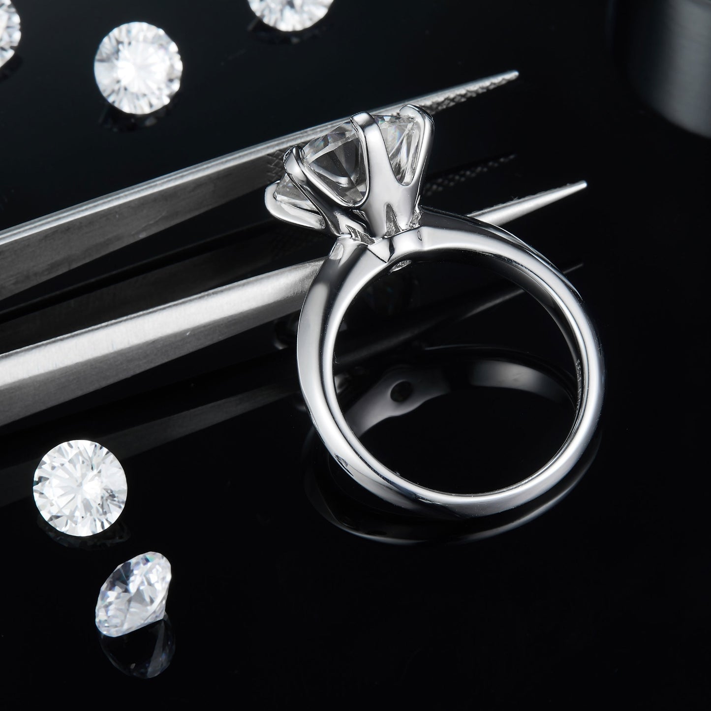 5 Carat Brilliant Round Cut Sparkala™ Moissanite Platinum Over Pure Sterling Silver Ring