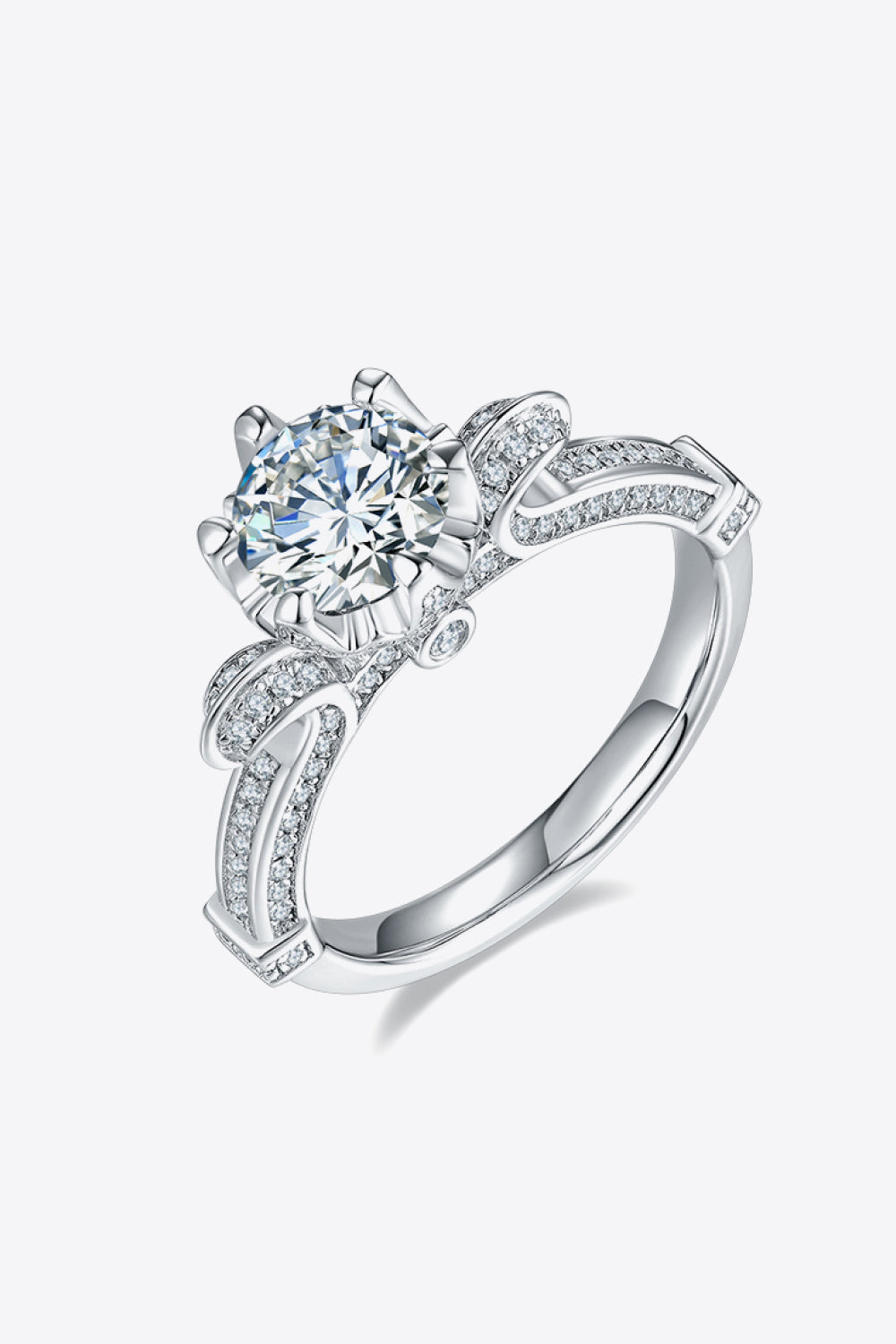 Adored 1 Carat Brilliant Round Cut Sparkala™ Moissanite Platinum Over Pure Sterling Silver Ring
