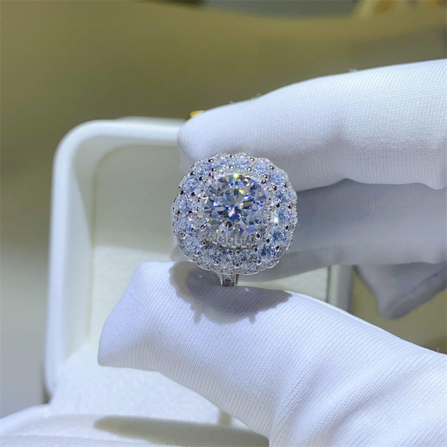 2 Carat Round Brilliant Cut Moissanite Pure Sterling Silver Ring - Sparkala