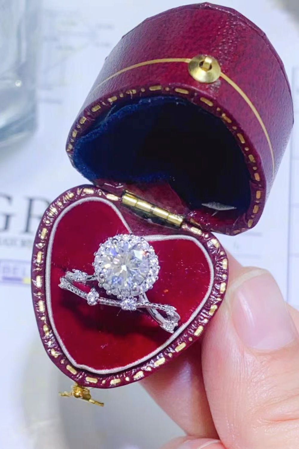 1 Carat Green Moissanite Platinum-Plated Ring - Sparkala