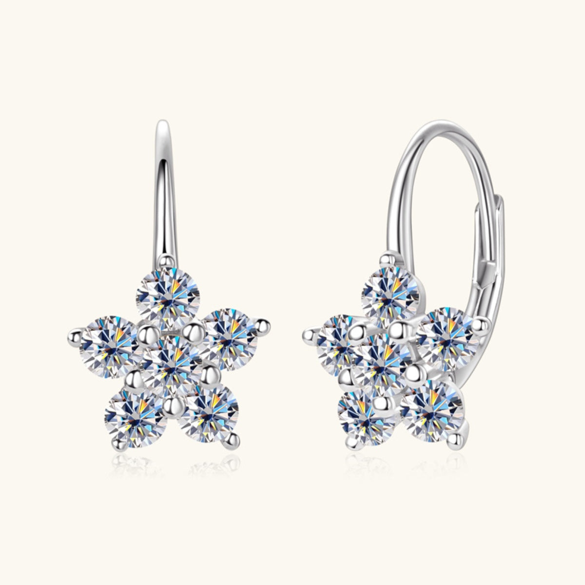 1.2 Carat Pure Sterling Silver Moissanite Flower Huggie Earrings - Sparkala