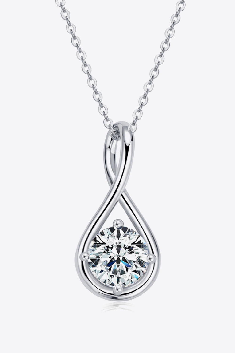 2 Carat Moissanite Platinum-Plated 925 Sterling Silver Necklace - Sparkala