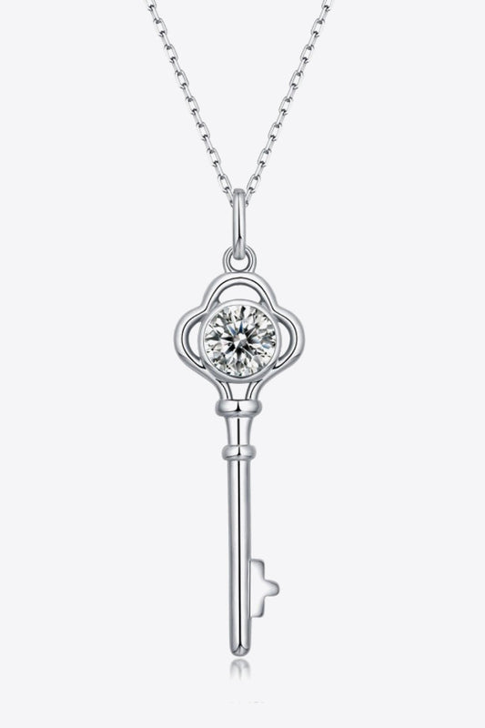 1 Carat Sparkala™ Key Pendant Necklace (Platinum-Plated Fine Silver)