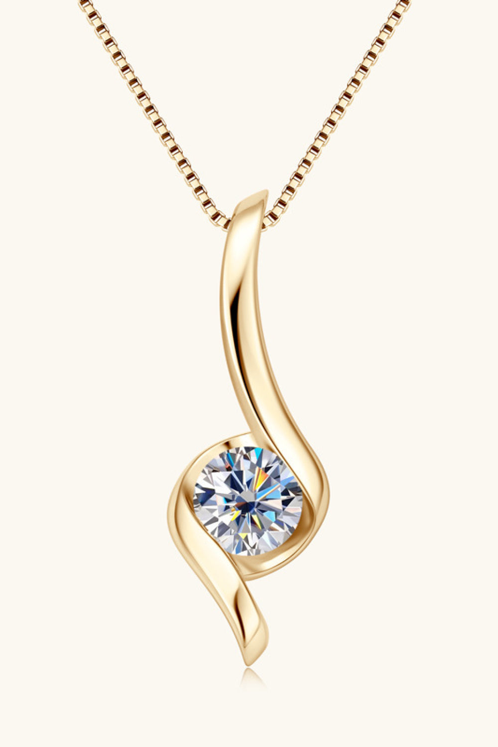 1 Carat Moissanite Platinum-Plated 925 Sterling Silver Necklace - Sparkala