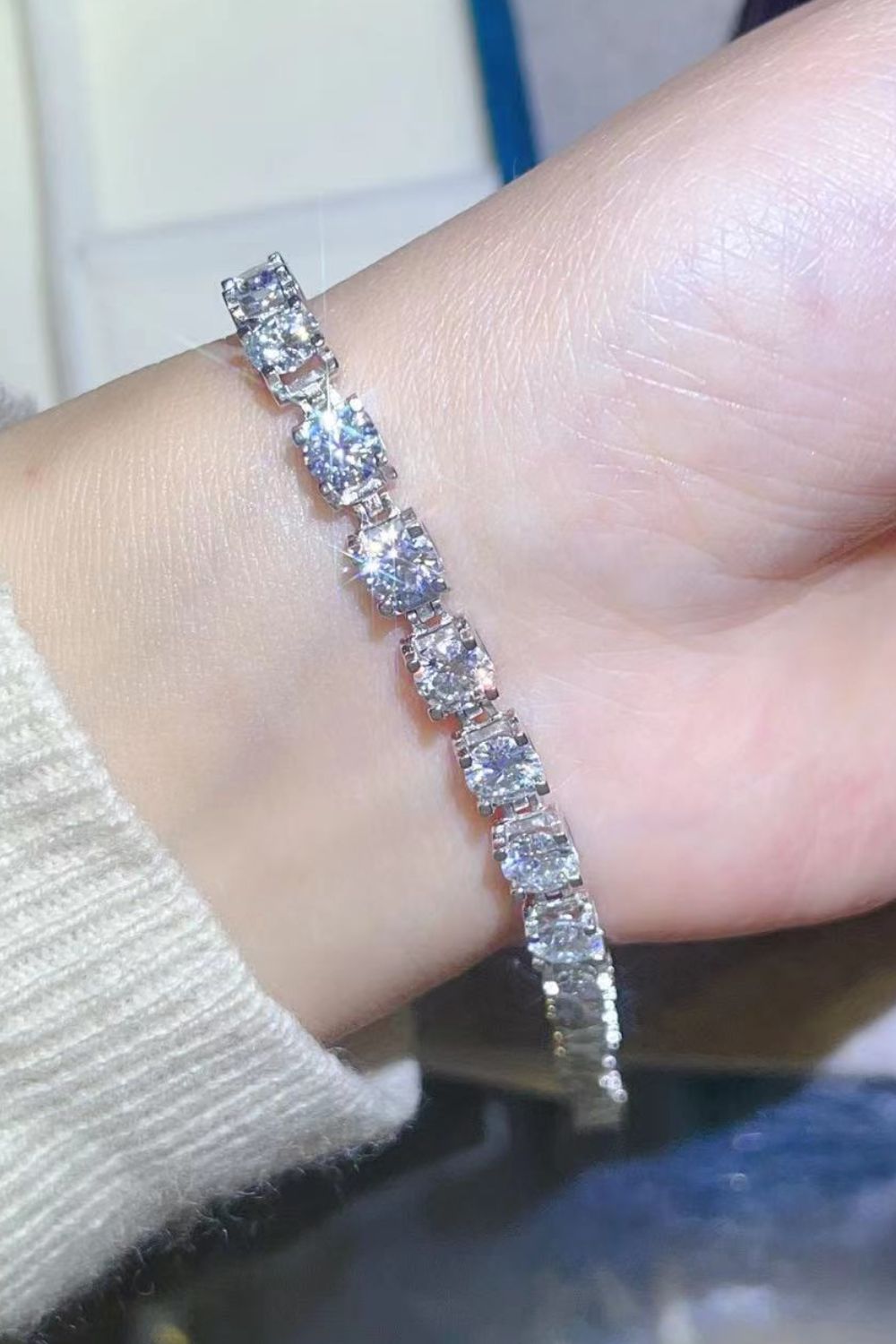 10 Carat Moissanite Platinum-Plated Bracelet - Sparkala