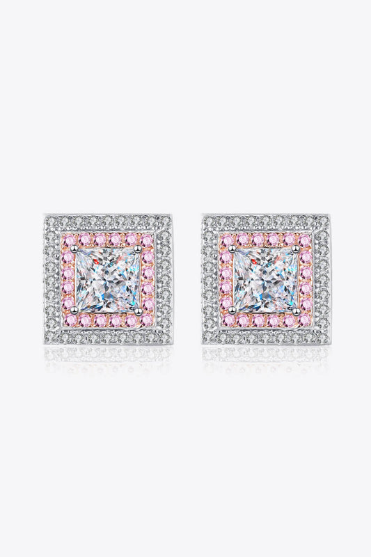 Sparkala™ Square Stud Earrings (Platinum-Plated Fine Silver)