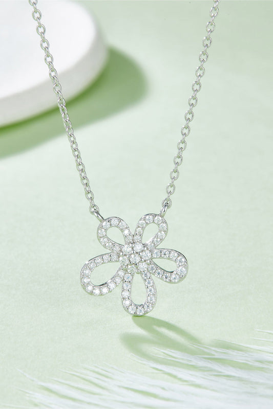 Sparkala™ Flower Pendant Platinum-Plated 925 Sterling Silver Necklace