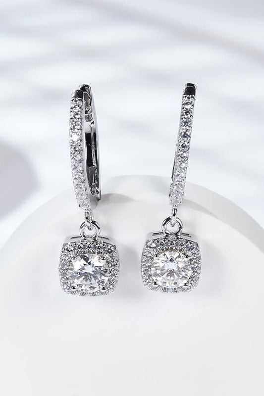Adored Sparkala™ Huggie Drop Earrings (Platinum-Plated Fine Silver)