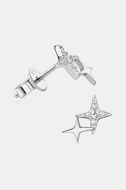 Sparkala™ Platinum-Plated 925 Sterling Silver Star Shape Earrings