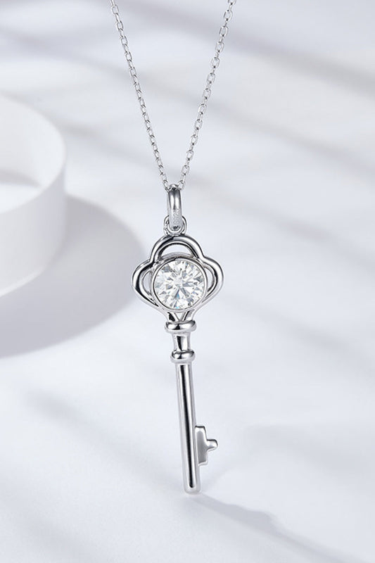 1 Carat Sparkala™ Key Pendant Necklace (Platinum-Plated Fine Silver)