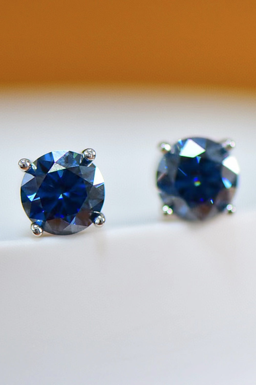 2 Carat Moissanite Four-Prong Platinum-Plated Earrings - Sparkala