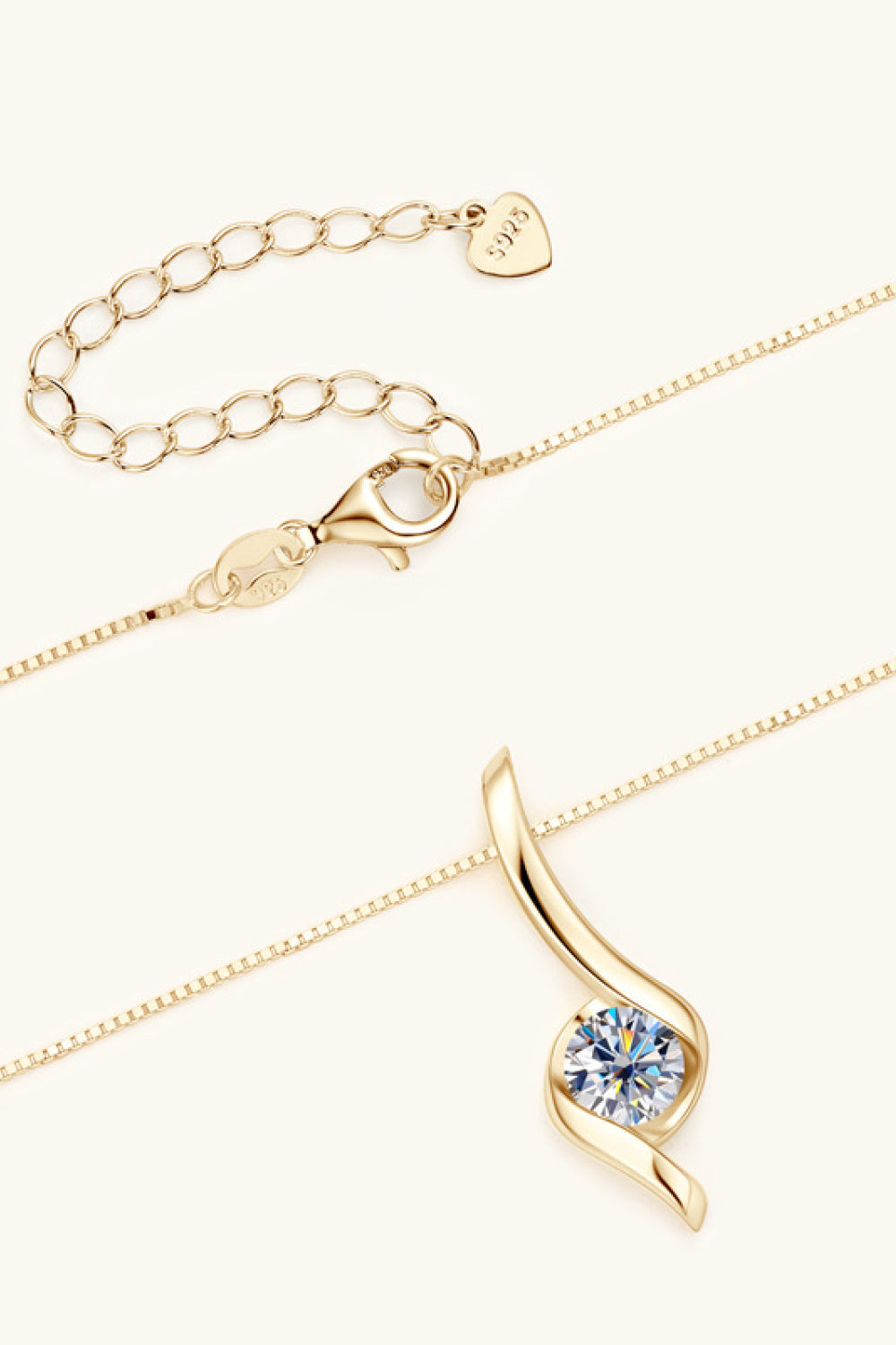 1 Carat Moissanite Platinum-Plated 925 Sterling Silver Necklace - Sparkala