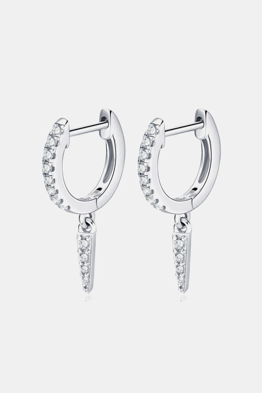 Sparkala™ Platinum-Plated 925 Sterling Silver Huggie Drop Earrings