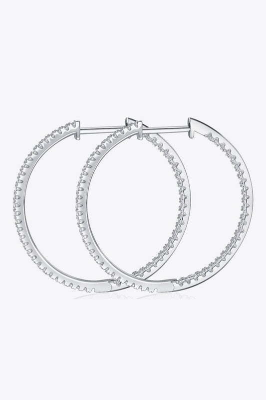 Adored Inlaid Sparkala™ 925 Sterling Silver Hoop Earrings (Platinum-Plated Fine Silver)