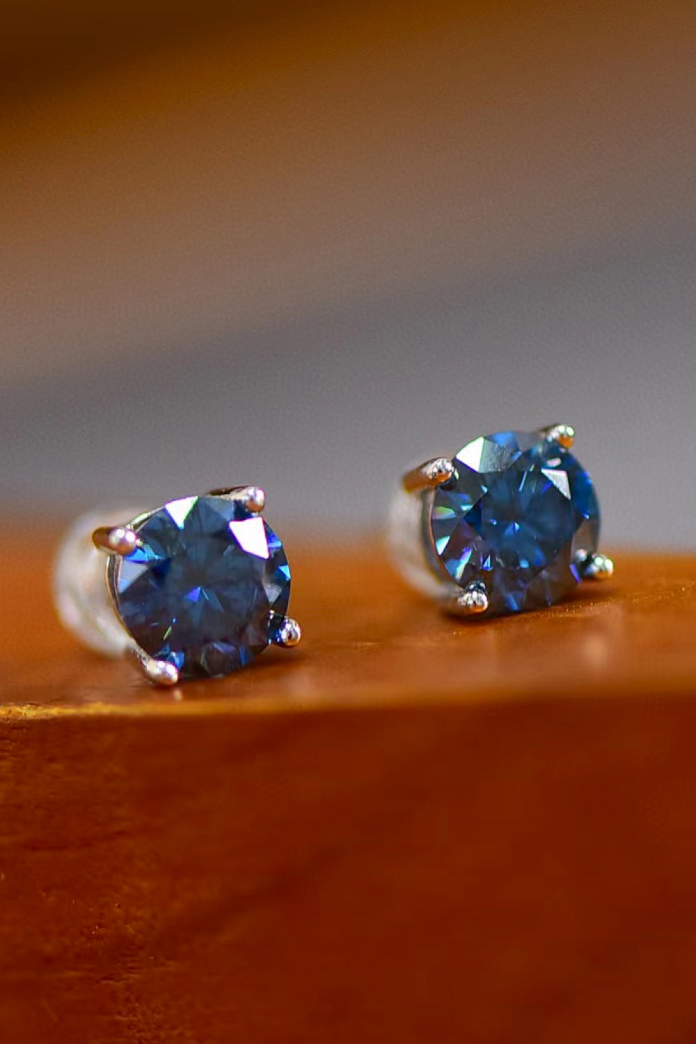 2 Carat Moissanite Four-Prong Platinum-Plated Earrings - Sparkala