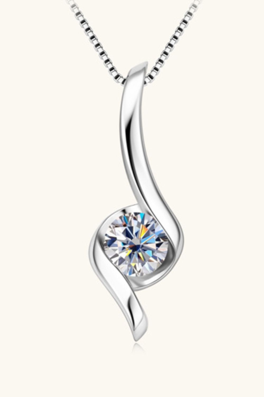 1 Carat Moissanite Platinum-Plated 925 Sterling Silver Necklace - Sparkala