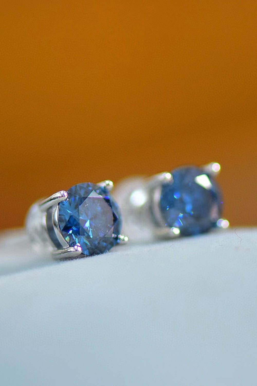 2 Carat Moissanite Four-Prong Platinum-Plated Earrings - Sparkala