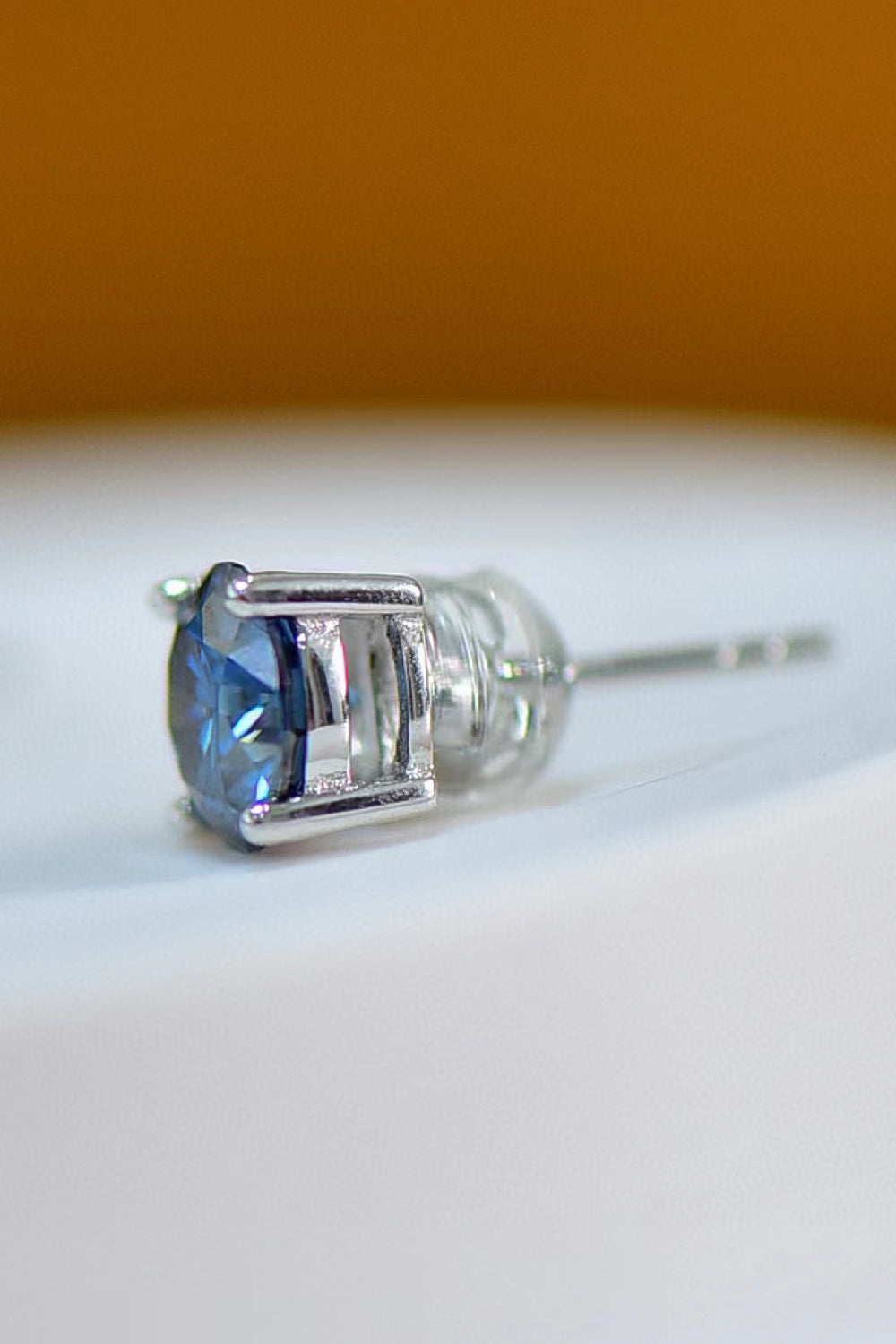 2 Carat Moissanite Four-Prong Platinum-Plated Earrings - Sparkala