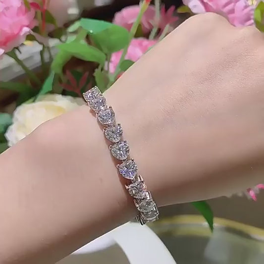 24 Carat Sparkala™ 925 Sterling Silver Heart Bracelet