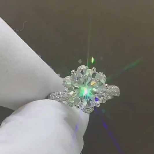 5 Carat Brilliant Round Cut Sparkala™ Floral Ring