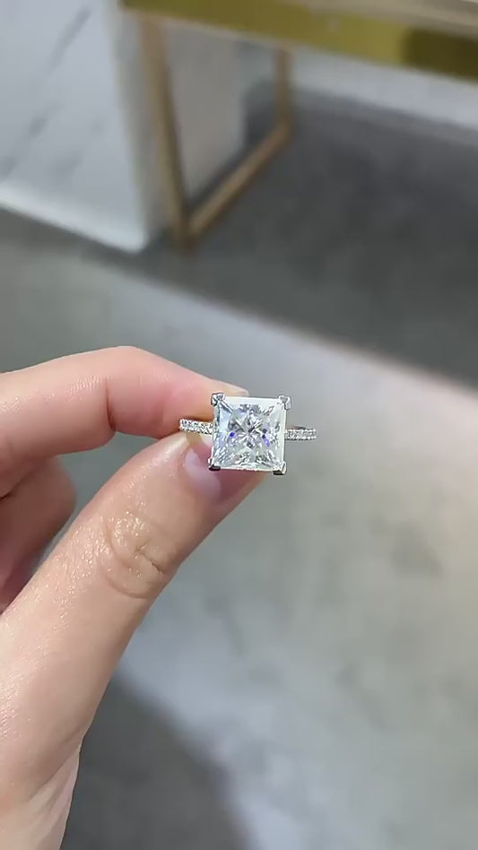 5.52 Carat Radiant-Cut Sparkala™ Ring (Platinum Over Pure Sterling Silver)