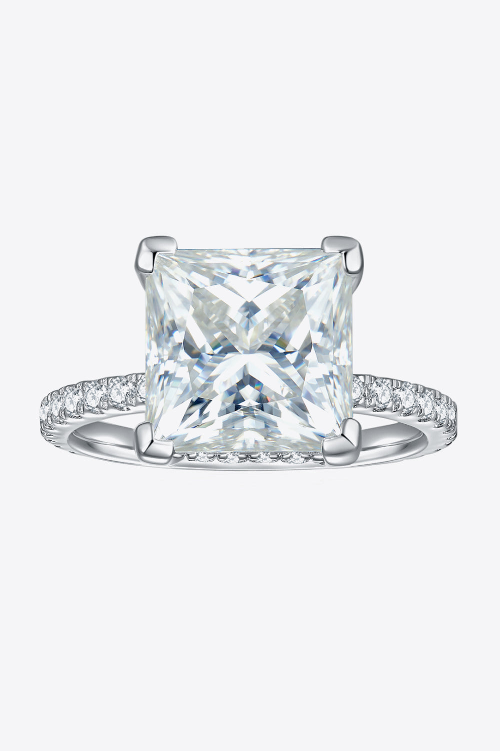 5.52 Carat Radiant-Cut Moissanite Ring (Platinum Over Pure Sterling Silver)