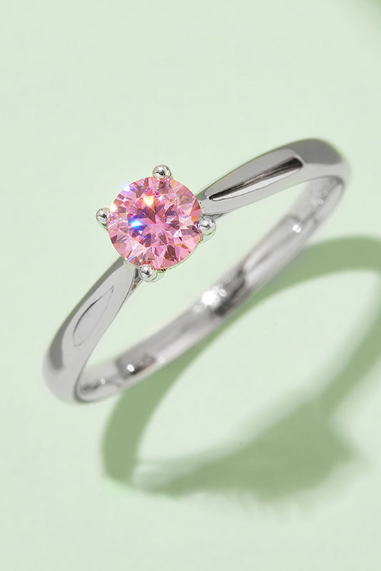 Sparkala™ Contrast Platinum Over Pure Sterling Silver Solitaire Ring (Yellow, Pink, or Blue)