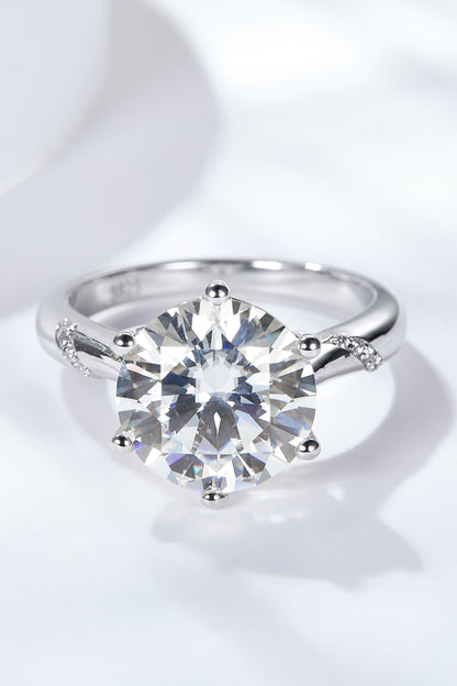 5 Carat Brilliant Round Cut Moissanite Solitaire Ring (Platinum Over Pure Sterling Silver)