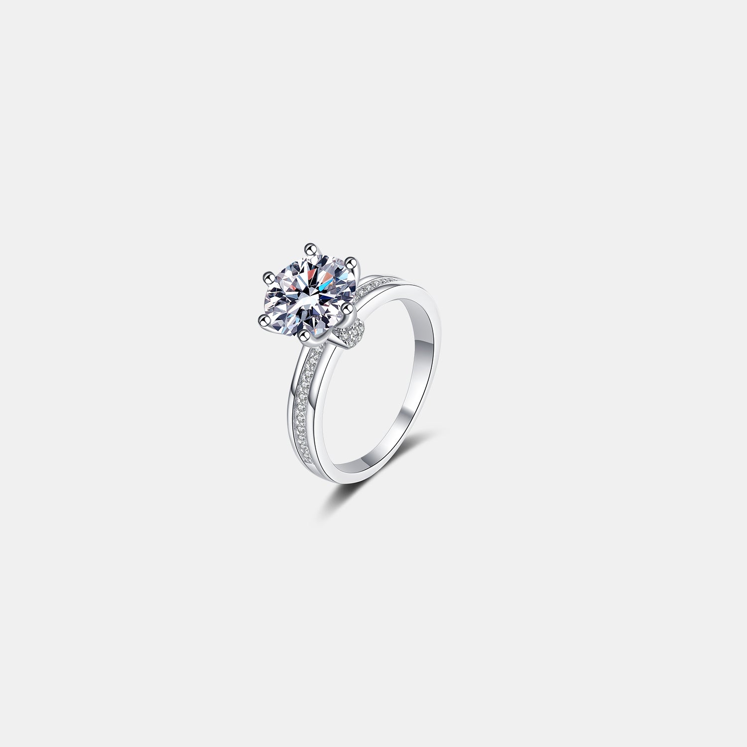 3 Carat Round Brilliant Cut Moissanite Pure Sterling Silver Ring - Sparkala