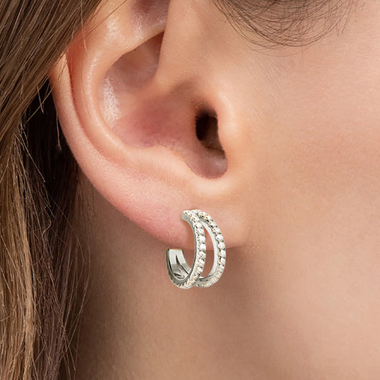 Moissanite Pure Sterling Silver C-Hoop Earrings