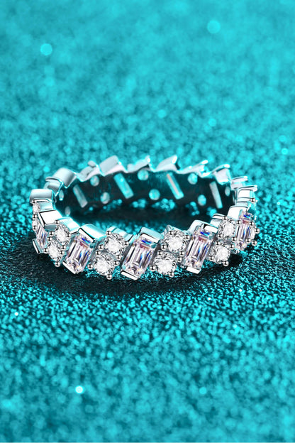 Chasing Love Rhodium Over Pure Sterling Silver Sparkala™ Moissanite Eternity Ring