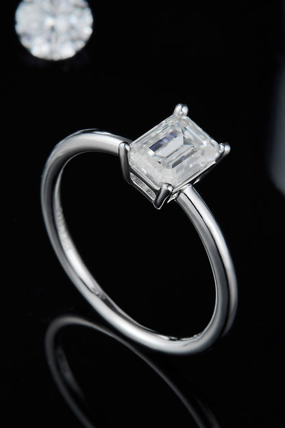 1 Carat Moissanite Platinum Over Pure Sterling Silver Solitaire Ring - Sparkala