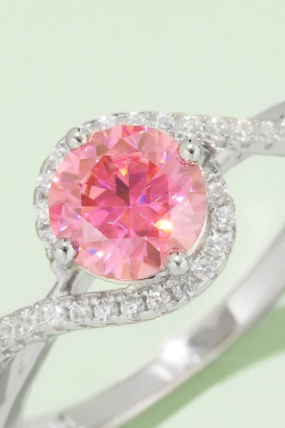 1 Carat Moissanite Contrast Platinum Over Pure Sterling Silver Ring (Yellow, Pink, or Blue) - Sparkala