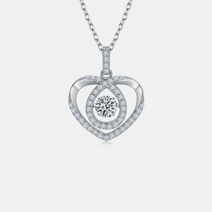 Moissanite Pure Sterling Silver Heart Shape Necklace