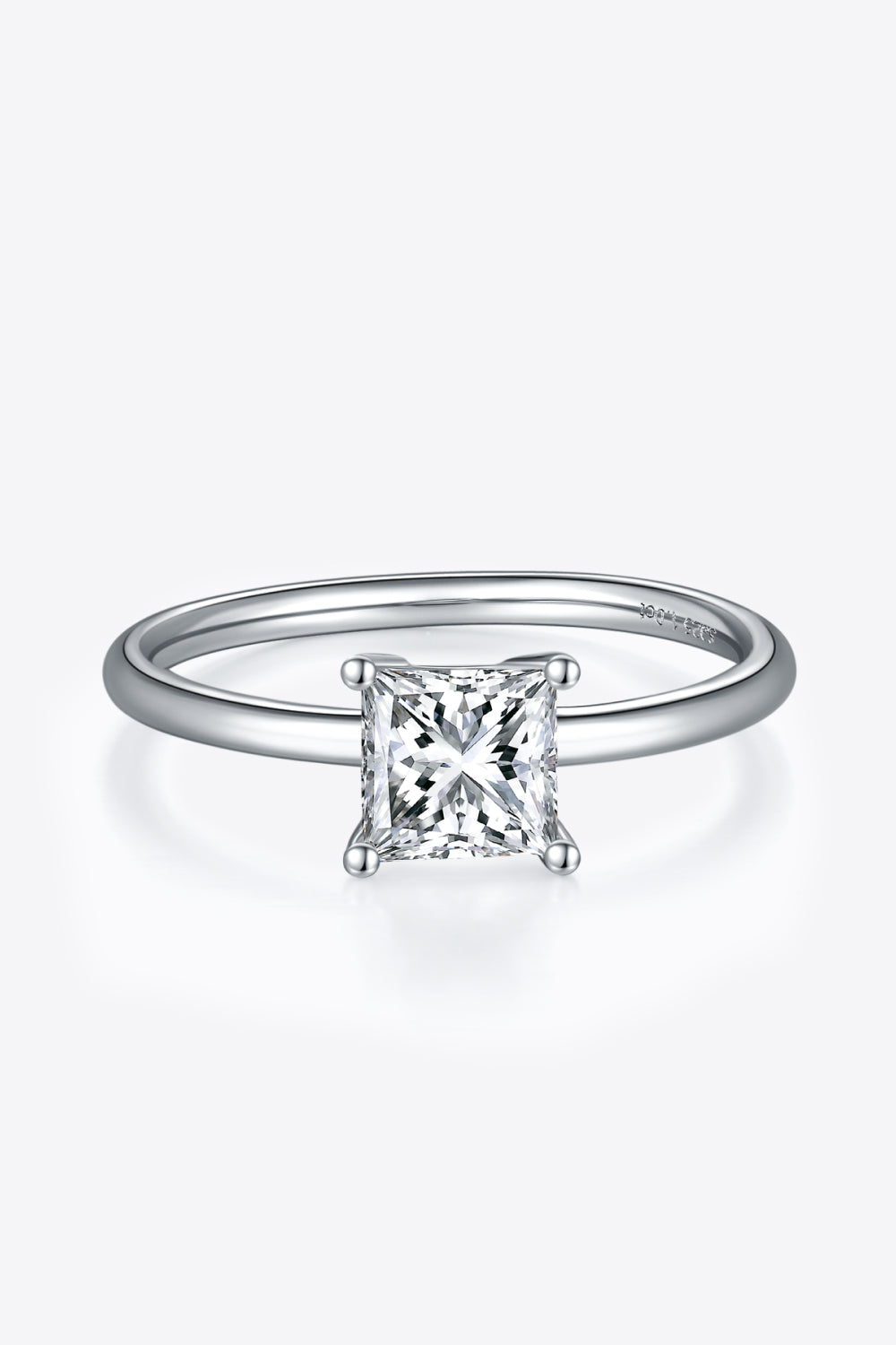 1 Carat Moissanite Platinum Over Pure Sterling Silver Solitaire Ring - Sparkala