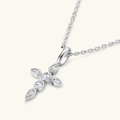 Moissanite Cross Pendant Necklace (18k Gold over Fine Sterling Silver)