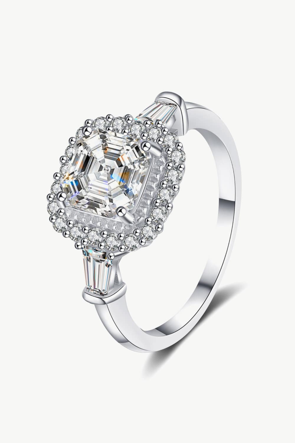 So Much Shine 2 Carat Cushion-Cut Sparkala™ Moissanite(Rhodium Over Pure Sterling Silver) Ring