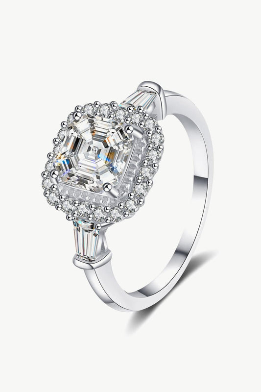 So Much Shine 2 Carat Cushion-Cut Moissanite(Rhodium Over Pure Sterling Silver) Ring