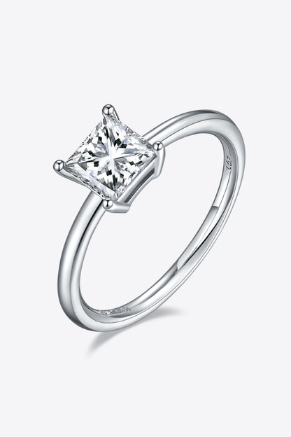 1 Carat Moissanite Platinum Over Pure Sterling Silver Solitaire Ring - Sparkala