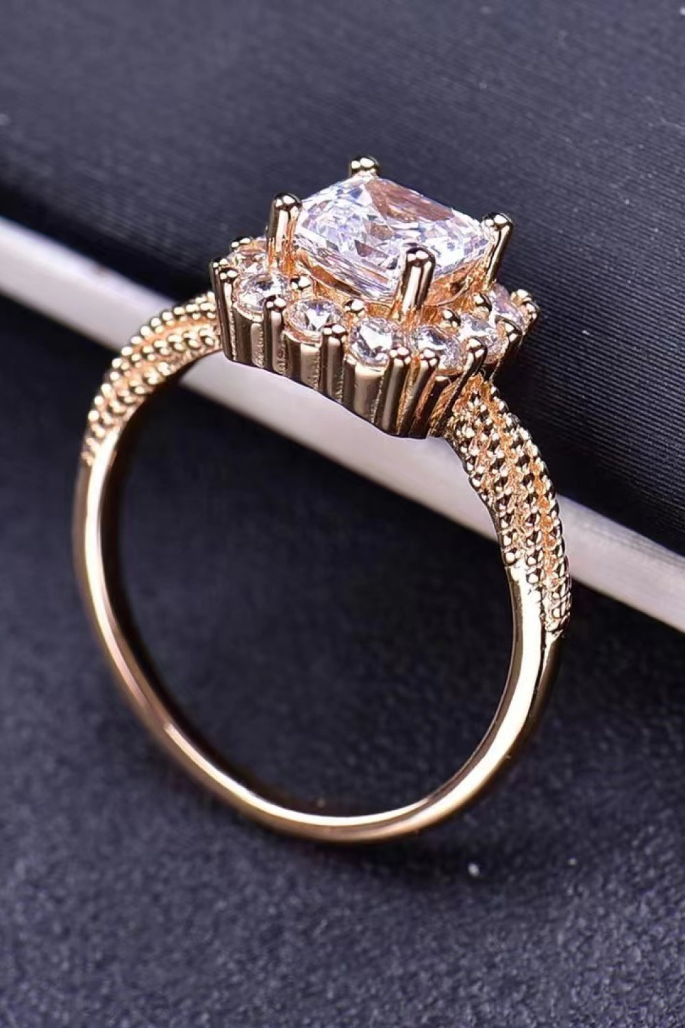 1 Carat Moissanite Twisted Ring (18k Rose Gold Over Pure Sterling Silver) - Sparkala