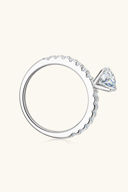 Brilliant Round Cut Sparkala™ Moissanite Platinum-Plated Side Stone Ring