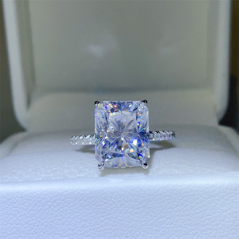 5 Carat Radiant Cut Sparkala™ Moissanite  925 Sterling Silver Ring