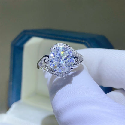 3 Carat Oval-Cut Moissanite Pure Sterling Silver Ring - Sparkala