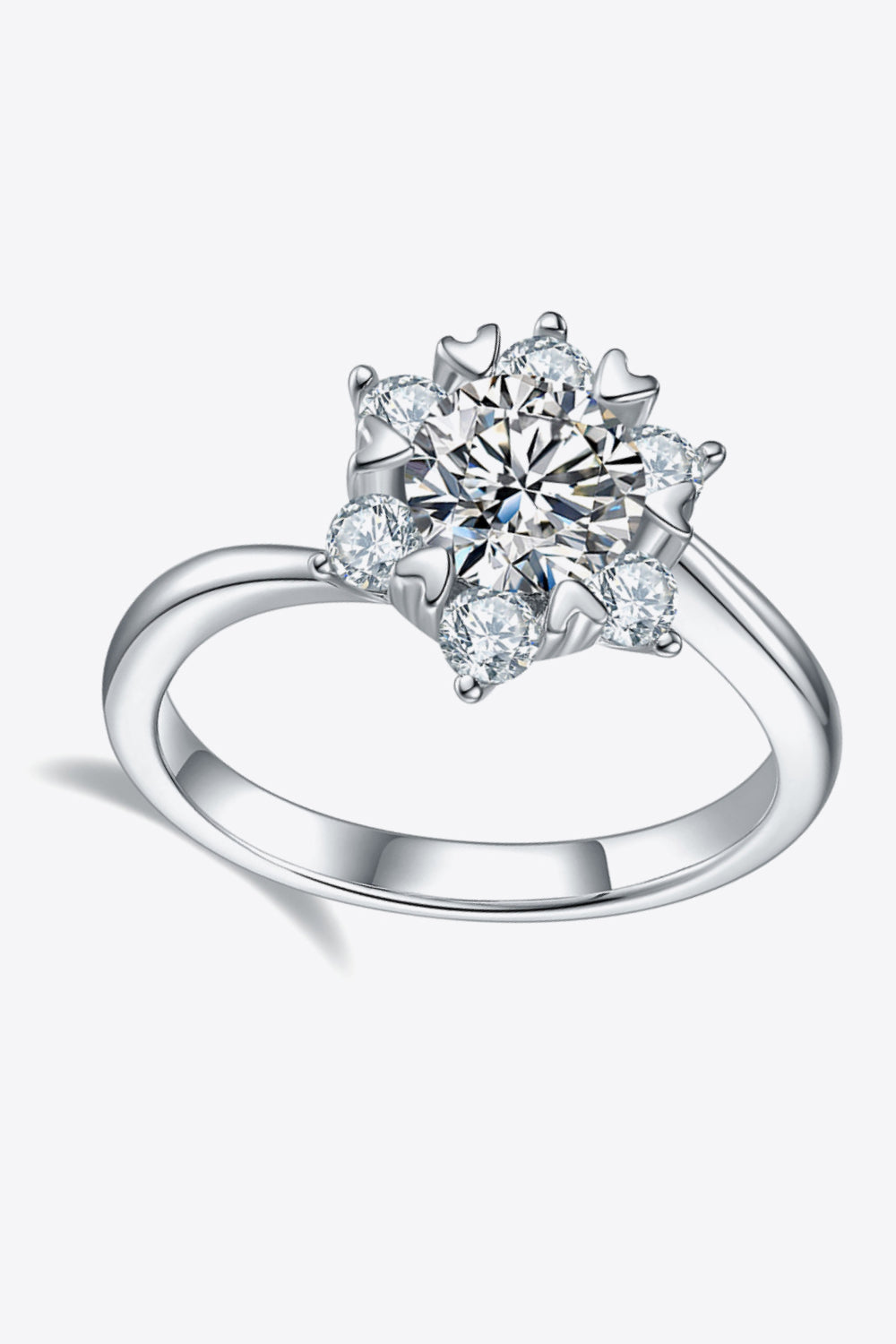 1 Carat Moissanite Zircon Ring (Platinum Over Pure Sterling Silver) - Sparkala