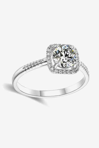 1 Carat Moissanite and Zircon Ring (Platinum Over Pure Sterling Silver) - Sparkala