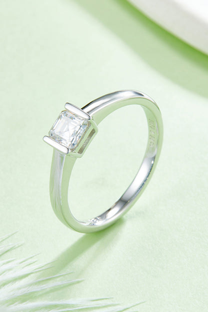 Brilliant Round Cut Moissanite Platinum Over Pure Sterling Silver Solitaire Ring