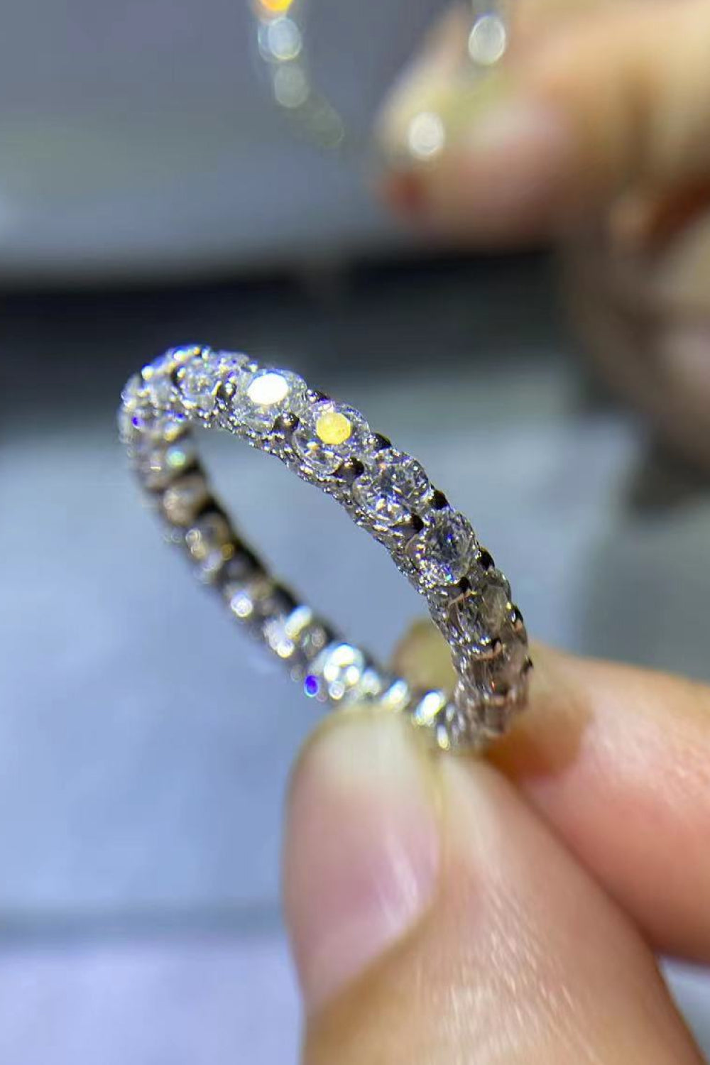 You've Got It 1.5 Carat Sparkala™ Moissanite Eternity Ring (Platinum Over Pure Sterling Silver)