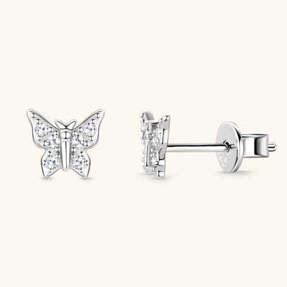 Moissanite Pure Sterling Silver Butterfly Stud Earrings
