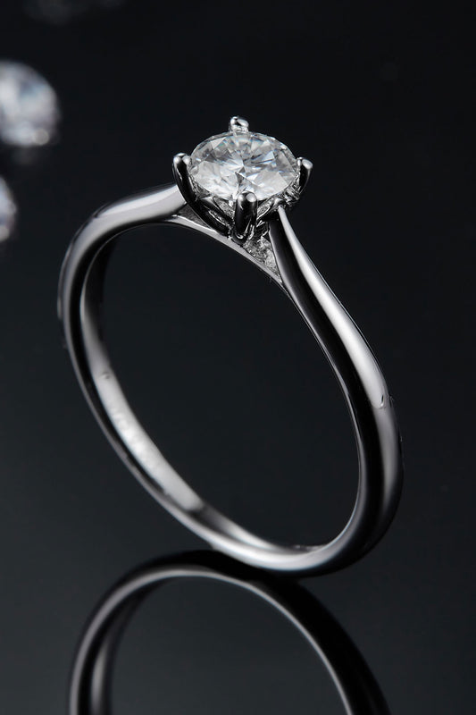 Sparkala™ Moissanite Platinum Over Pure Sterling Silver Solitaire Ring