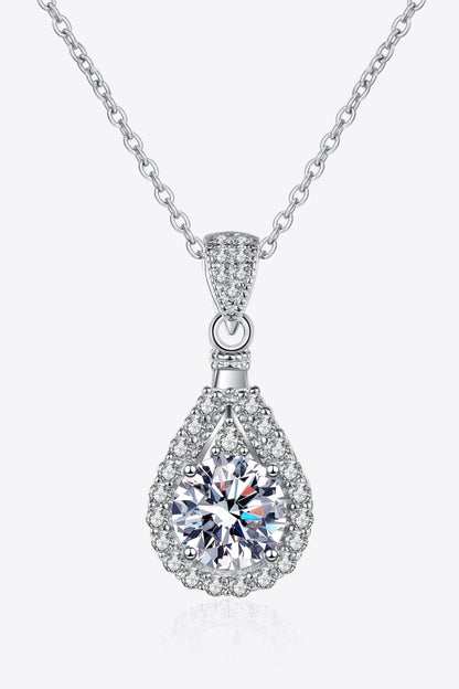 2 Carat Flawless Sparkala™ Moissanite Teardrop Pendant Necklace in Fine Sterling Silver